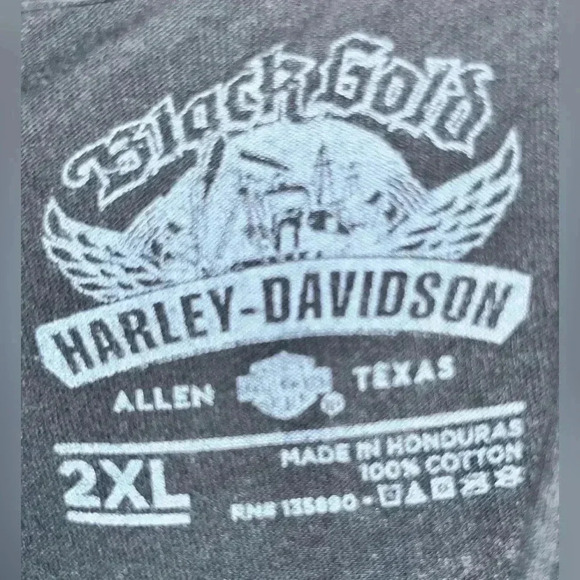 Harley Davidson Black Gold Allen, Texas Tee Rare print front back graffics - Picture 4 of 4